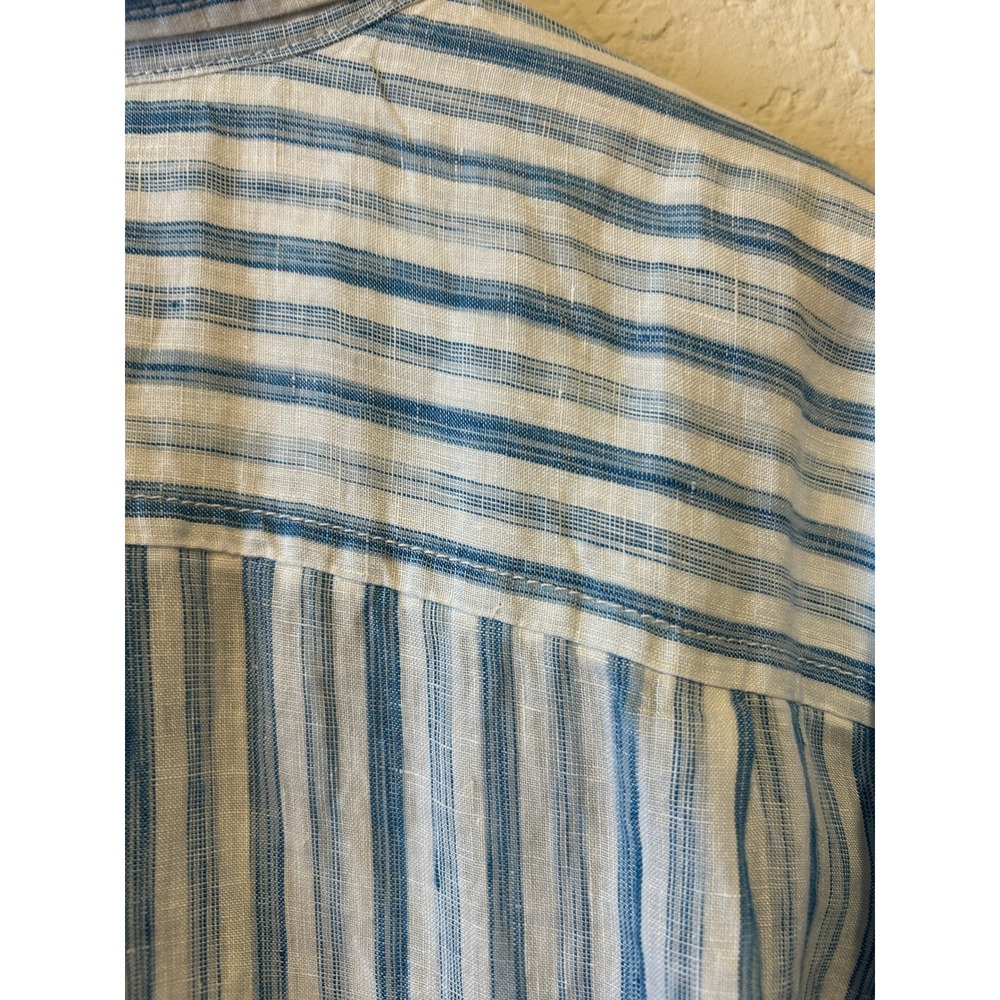 Tommy Bahama Mens Button Down Sz XL Blue Striped Linen Relax Shirt Beach Coastal - Picture 5 of 9